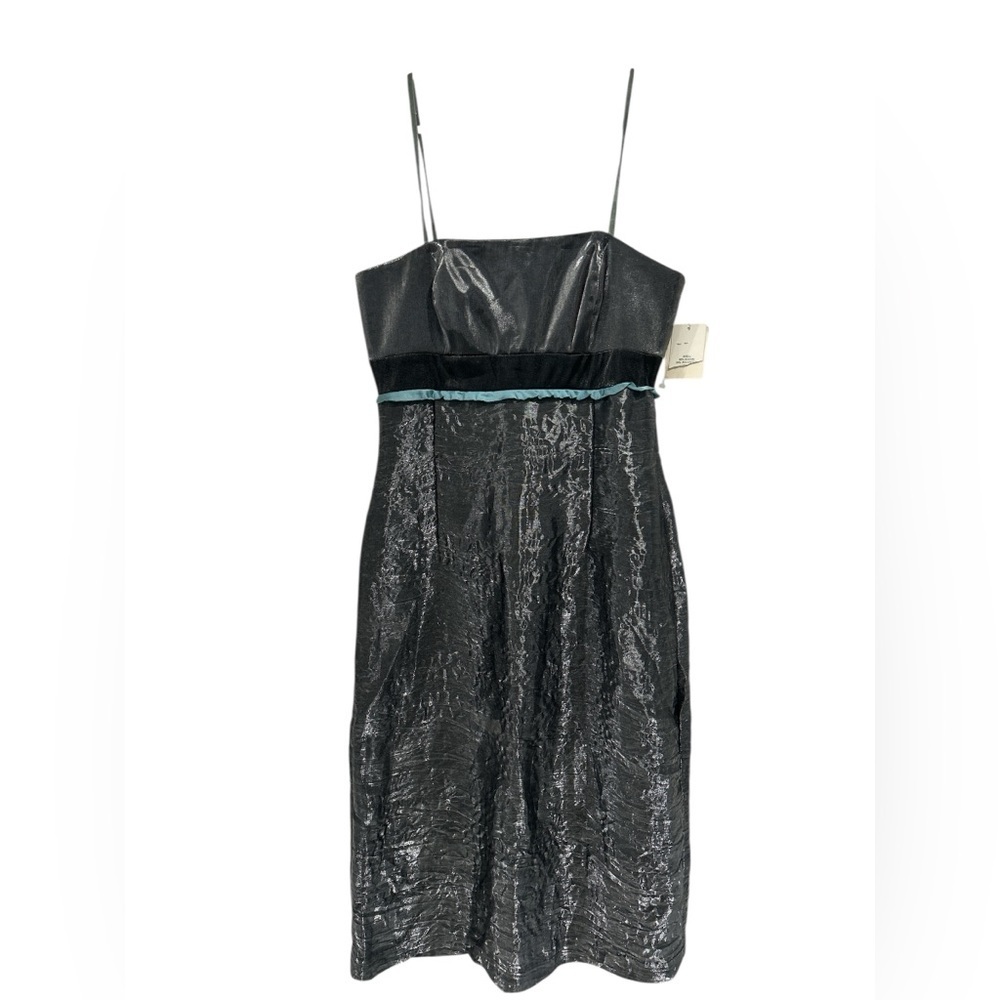 NWT Vintage Deadstock Adrianna Papell Boutique Silver Shimmer Knee Length Dress